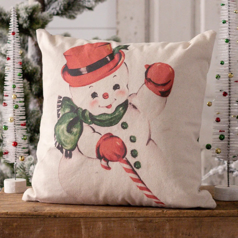 Cuscino Natalizio Vintage con Pupazzo di Neve