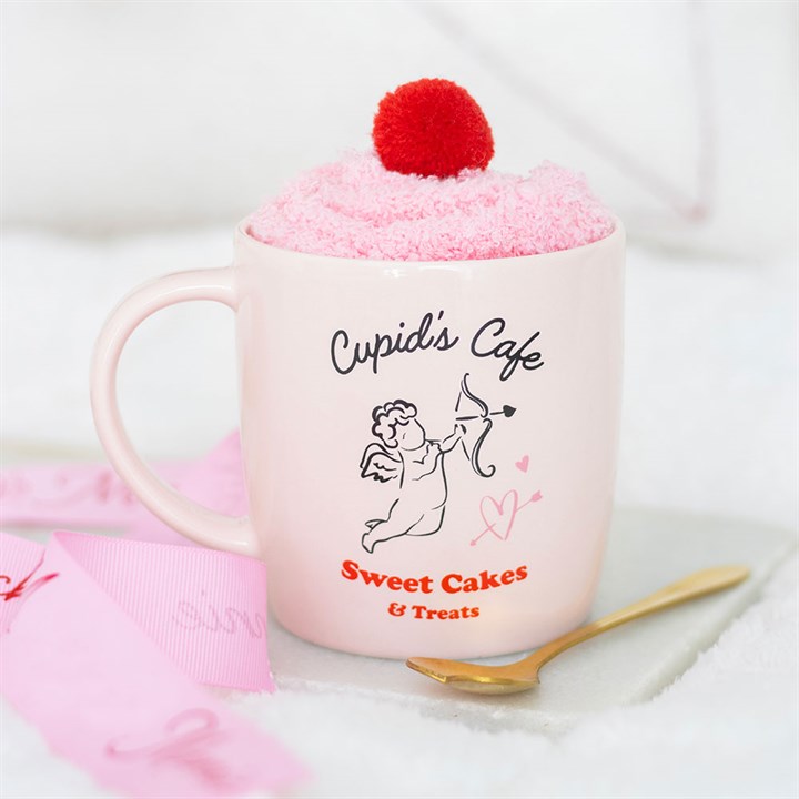 Tazza con cucchiaino e calzino Cupid's Cafe