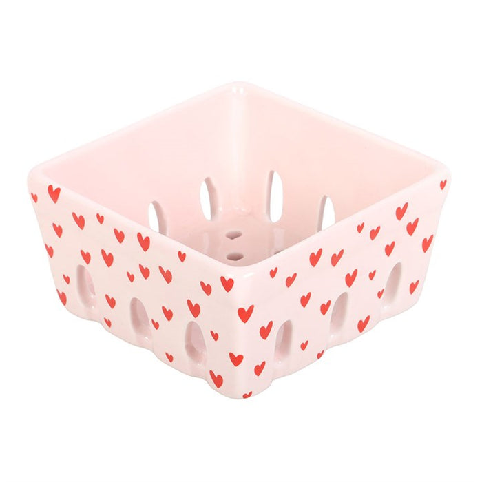 Cestino in Ceramica cuori 6x12x12 cm