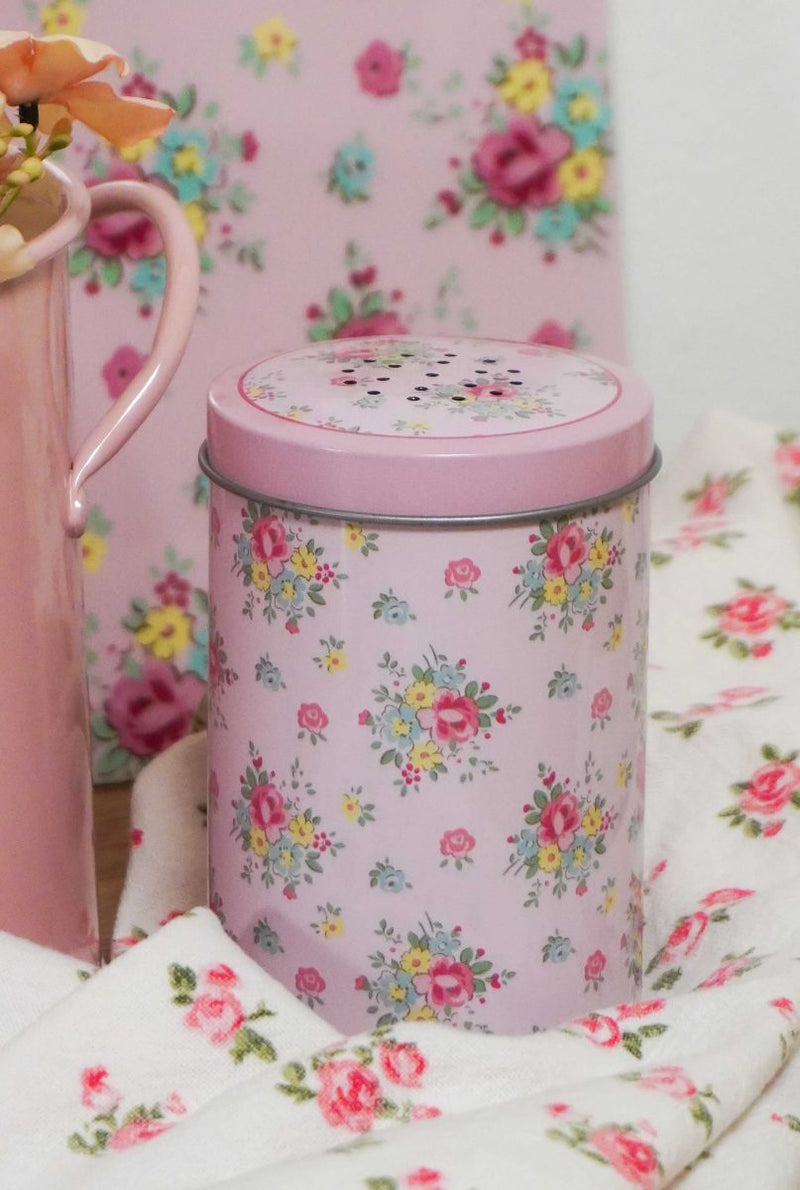 Sucrier en fer rose avec petites fleurs Abby - Isabelle rose