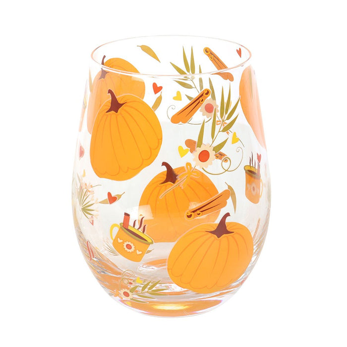 Glass cup with autumn decoration