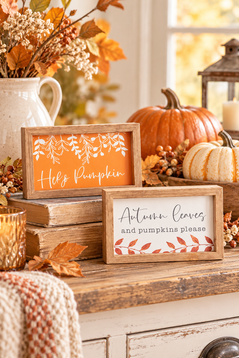 Autumn Inspired Decorative Box Style Wooden Frame