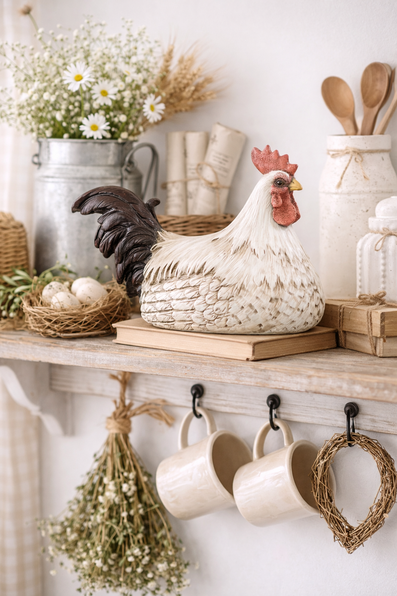 Gallo Decorativo in Resina 37x20x24 cm
