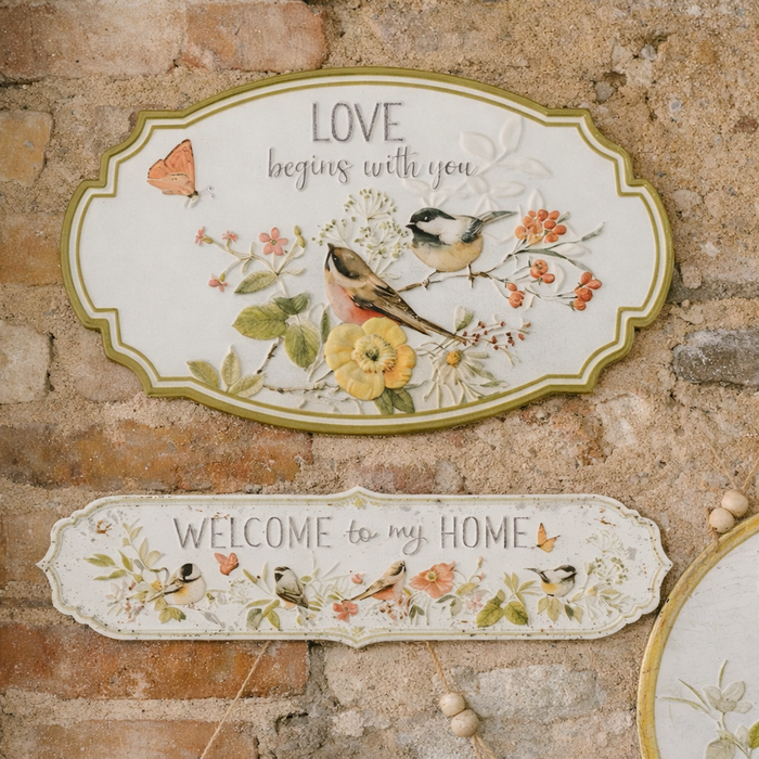 Targa in metallo Love Nuvole di Stoffa