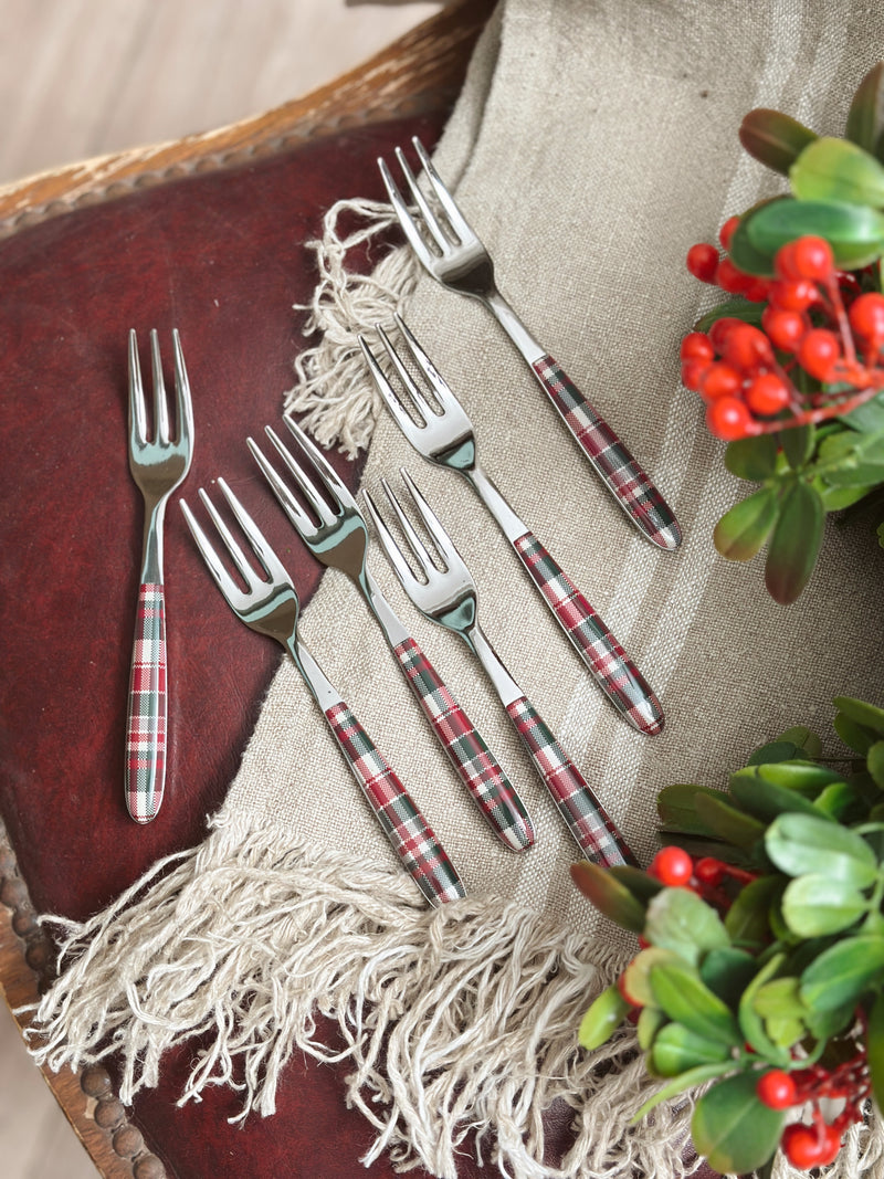 Forchettine dolce Nuvole di Stoffa natalizie Tartan Christmas