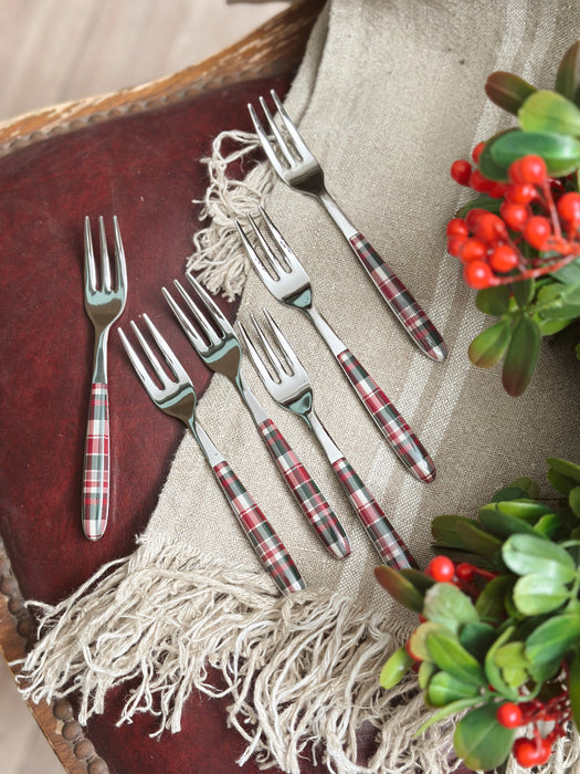 Forchettine dolce Nuvole di Stoffa natalizie Tartan Christmas