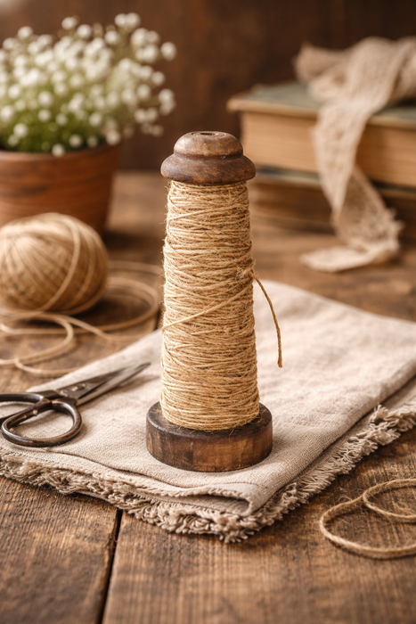 Vintage Wooden Spool of Twine Antic Line
