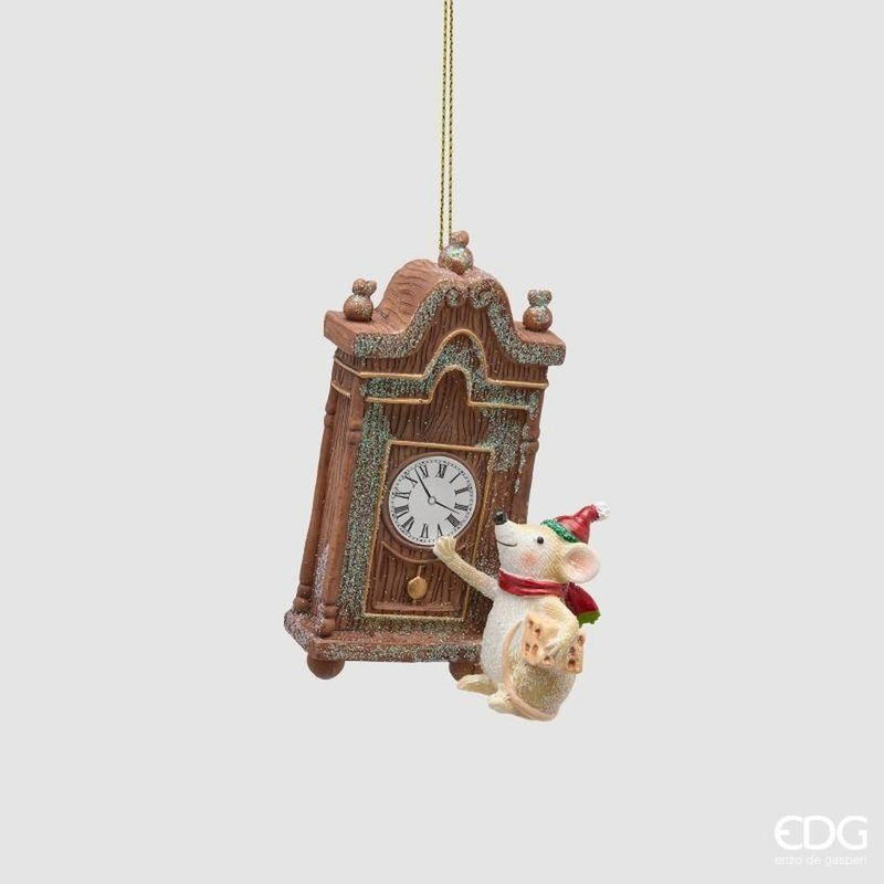 Decorazione Natalizia Orologio con Topino 10 cm – EDG