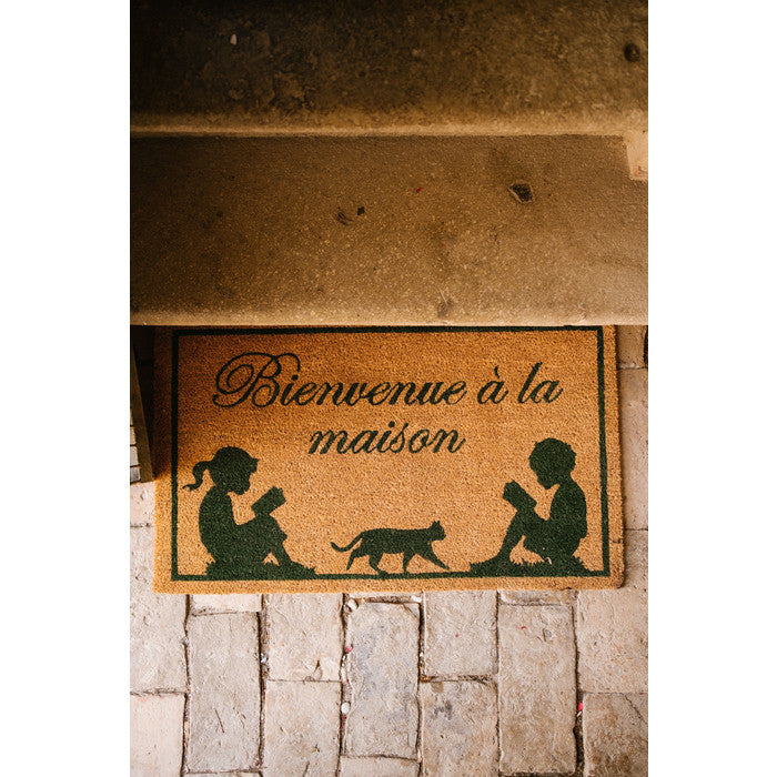 Zerbino in cocco con scritta Bienvenue a la maison 45x75 cm