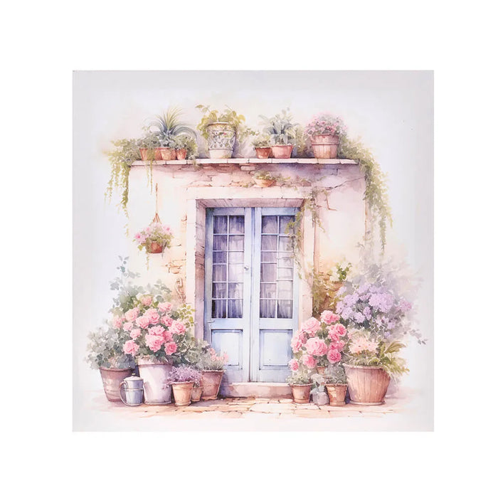 Door Frame with Flowers “La Vie En Rose” 30×30 cm Fabric Clouds