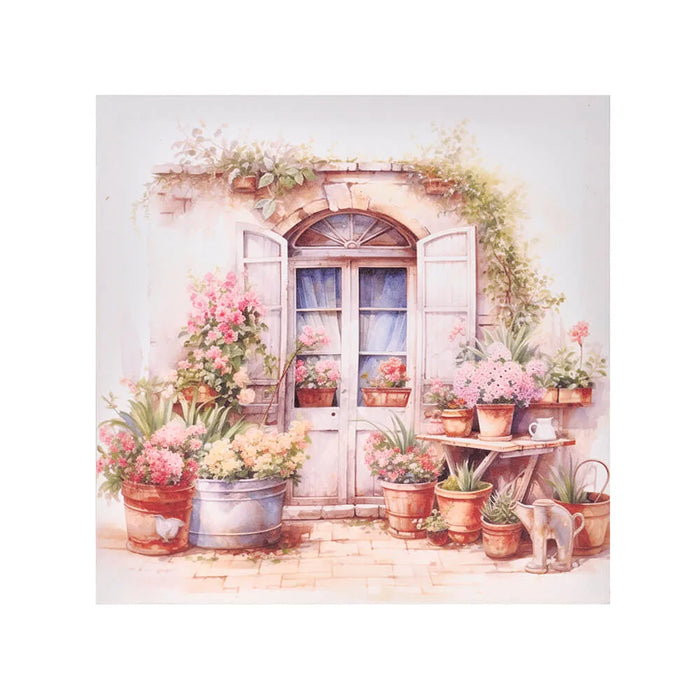 Door Frame with Flowers “La Vie En Rose” 30×30 cm Fabric Clouds