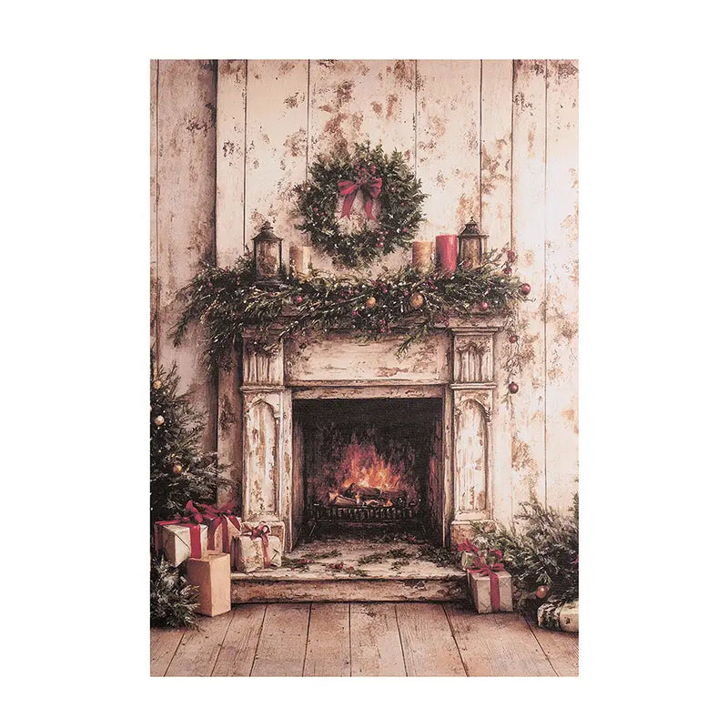 Quadro Canvas Natalizio con Caminetto 35,5x51 cm Nuvole di Stoffa