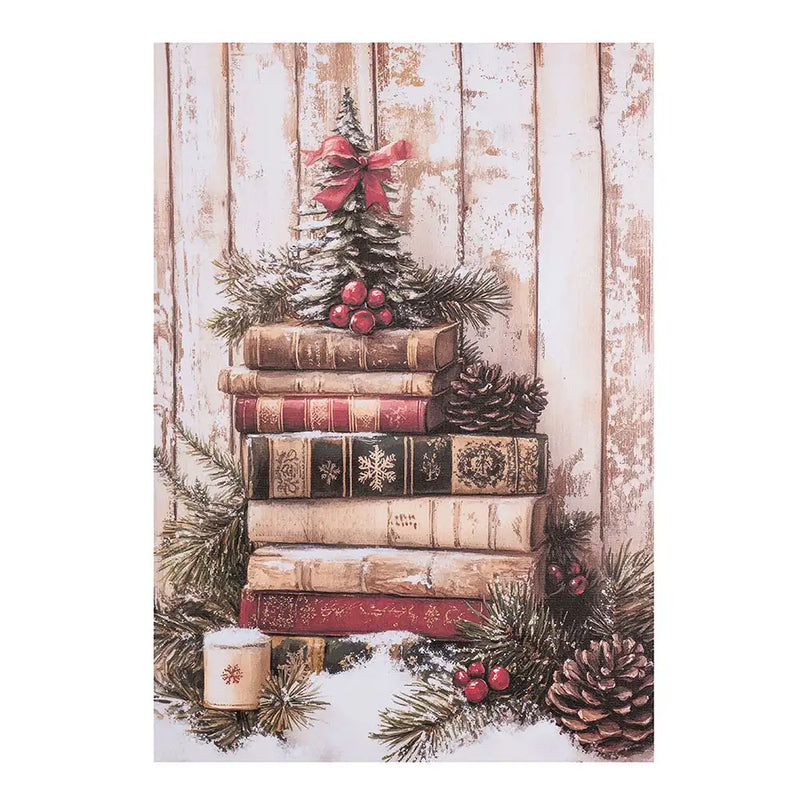 Quadro Canvas Natalizio 35,5 × 51 cm libri Nuvole di Stoffa
