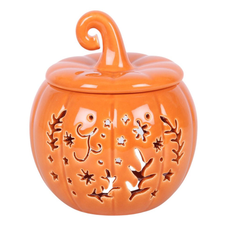 Bruciatore per Oli Essenziali a Forma di Zucca Arancione in Ceramica