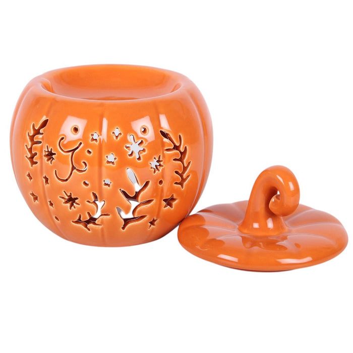 Bruciatore per Oli Essenziali a Forma di Zucca Arancione in Ceramica