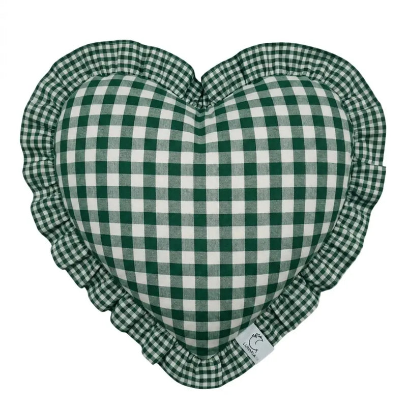 Federa Cuscino Cuore Verde scuro a Quadretti