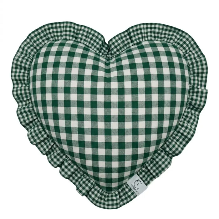 Federa Cuscino Cuore Verde scuro a Quadretti