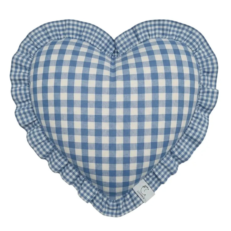Federa Cuscino Cuore Azzurro a Quadretti