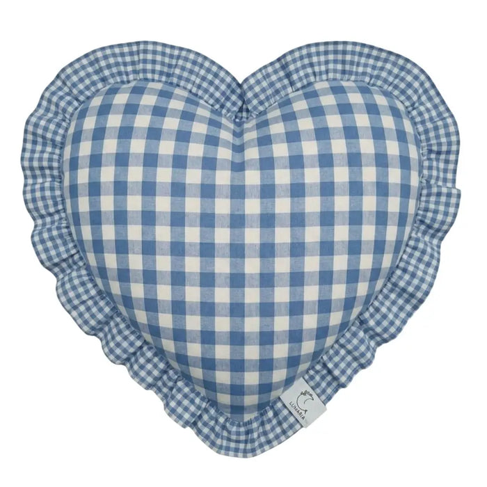 Federa Cuscino Cuore Azzurro a Quadretti
