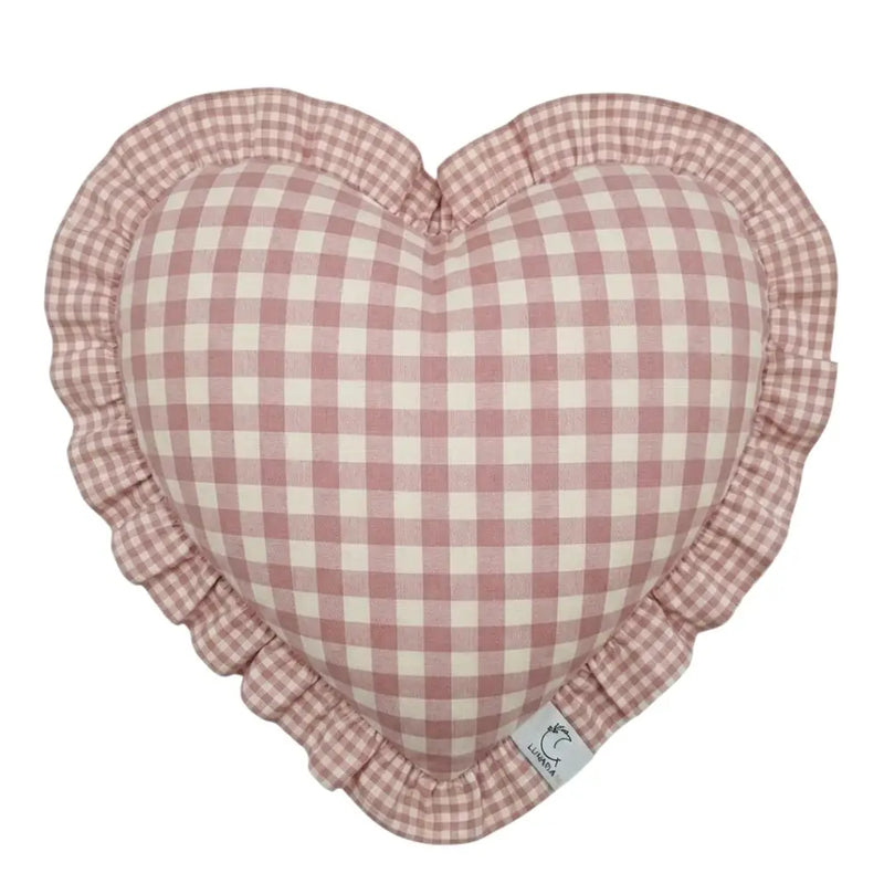Federa Cuscino Cuore Rosa a Quadretti