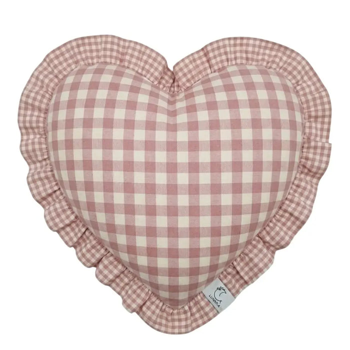 Federa Cuscino Cuore Rosa a Quadretti