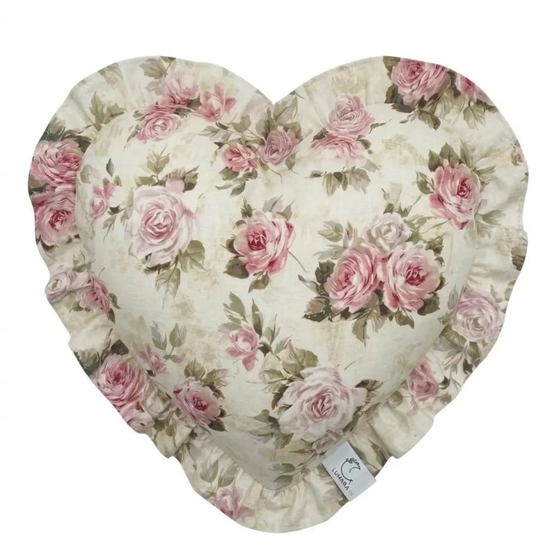 Federa Cuscino Cuore con Rose Shabby Chic