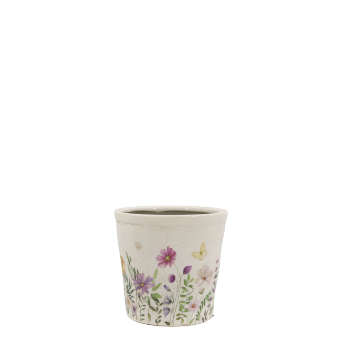 Cache-pot à motif floral H 10 cm Chic Antique