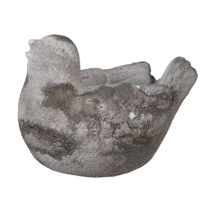 Portavaso a Forma di Uccellino in Pietra 18x12x13 cm Grigio | Clayre & Eef