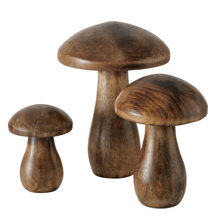 Decorazione funghi mushroom in mango set da 3