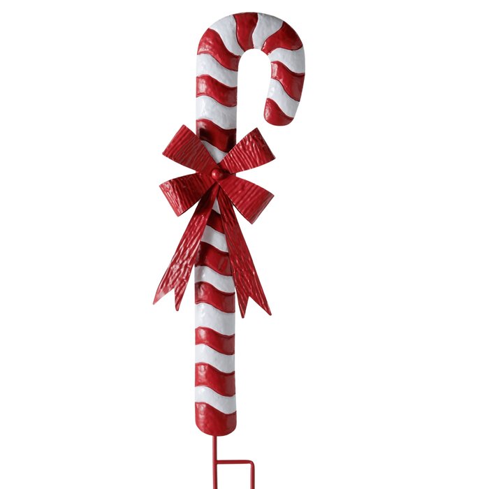 Candy Cane da Giardino con Asta in Metallo Bianco e Rosso 27x5x114 cm – Boltze