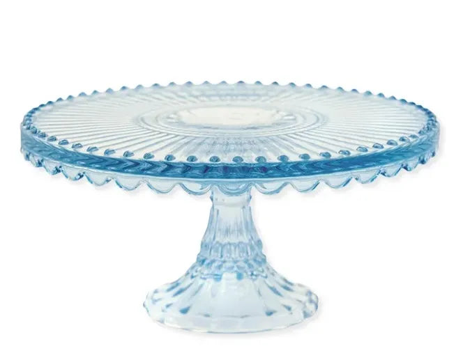 Alzatina Piatto per torta in vetro Alice azzurro Greengate