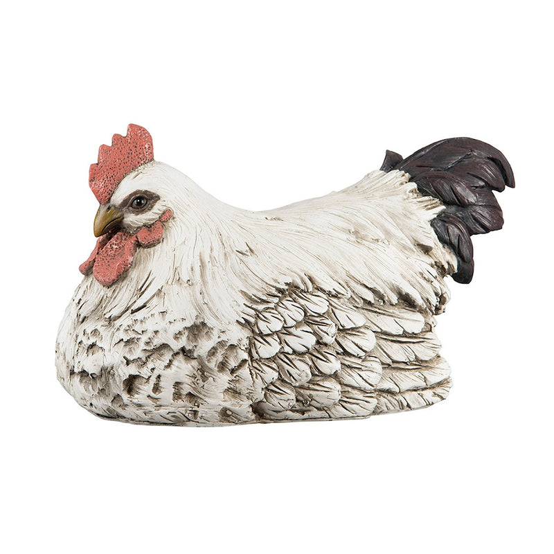Gallina Decorativa Accovacciata in Resina 31x21x17 cm