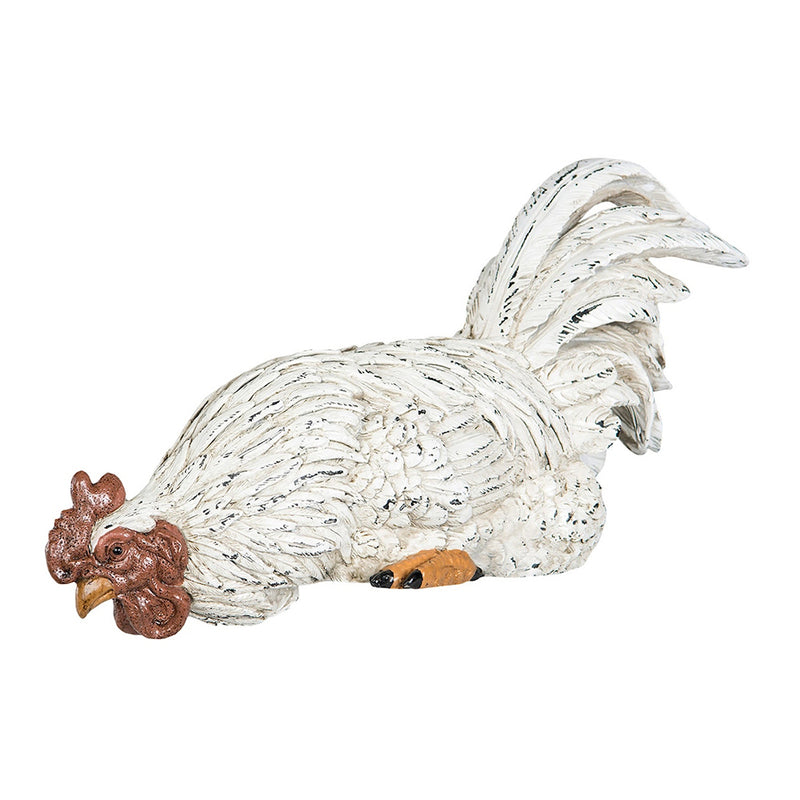 Gallina Decorativa Farmhouse in Resina Bianco e Rosso