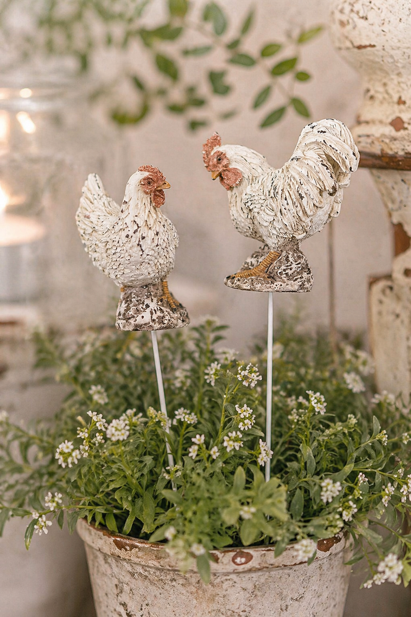 Gallo Decorativo con Pic 7 cm in Poliresina