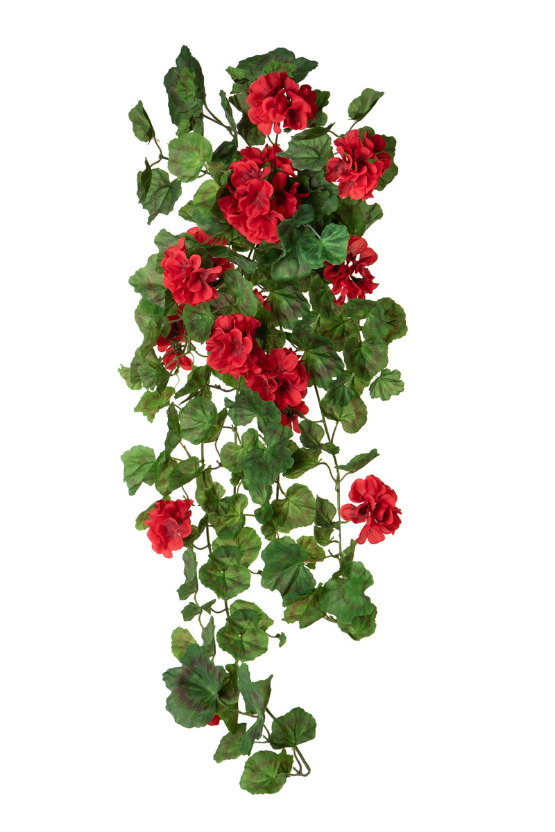 Geranio artificiale pendente rosso 80 cm