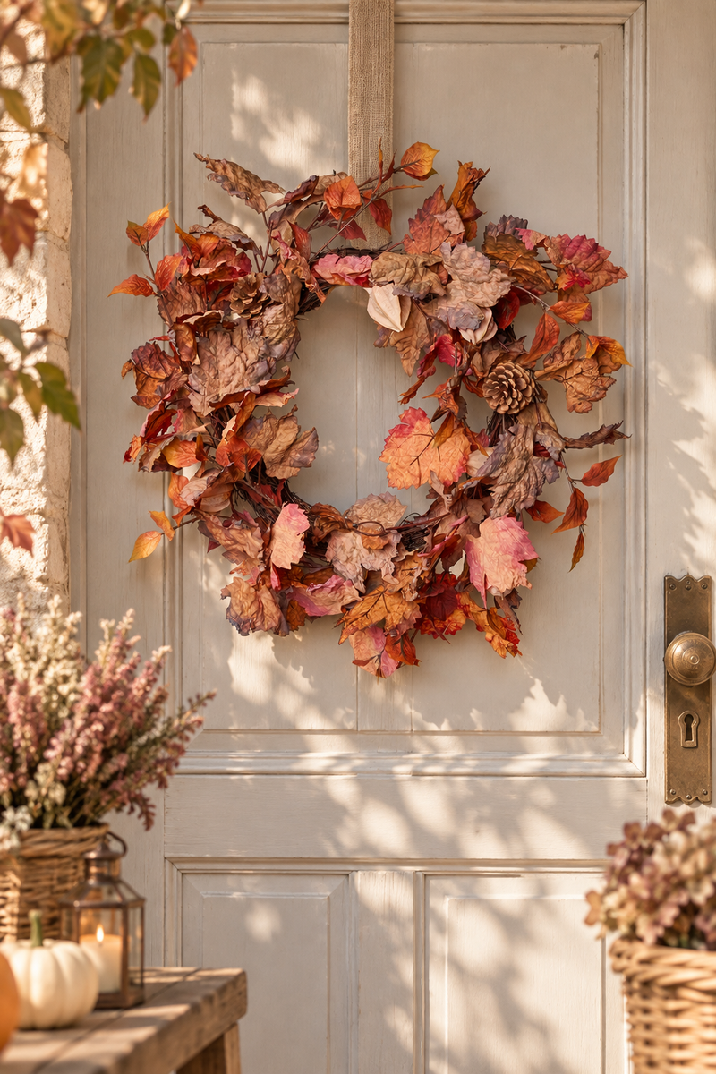 Ghirlanda Autunnale con Foglie e Glitter 50 cm