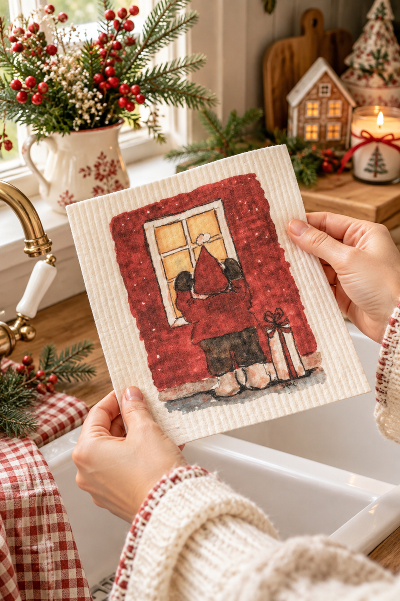 Panno svedese Elfo di Natale che sbircia