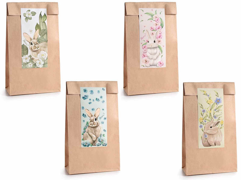 Sacchetto in carta kraft con etichetta pasquale set di 4 - Arredo Casa da Sogno