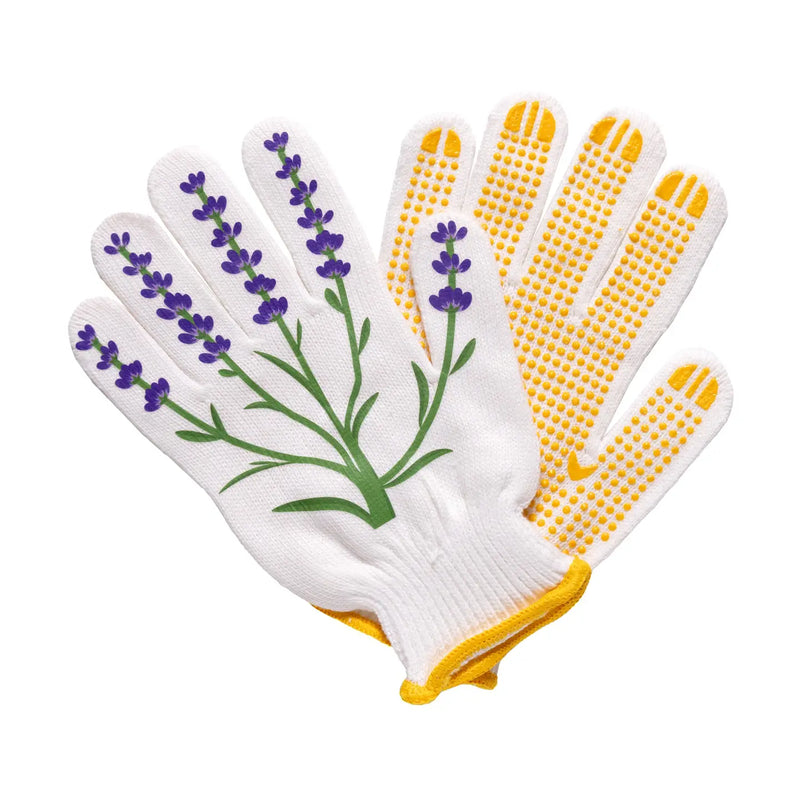 Guanti da Giardinaggio in Cotone con Motivo Lavanda
