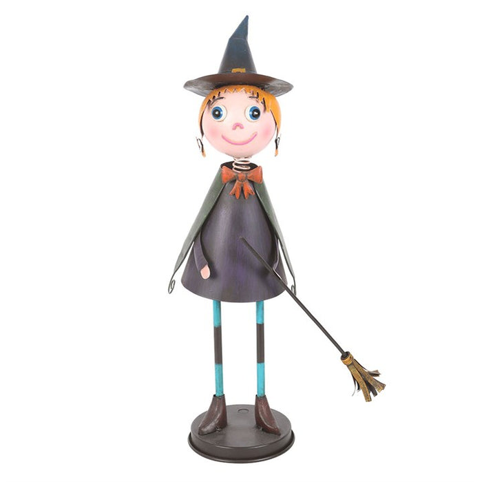 Metal witch with broom