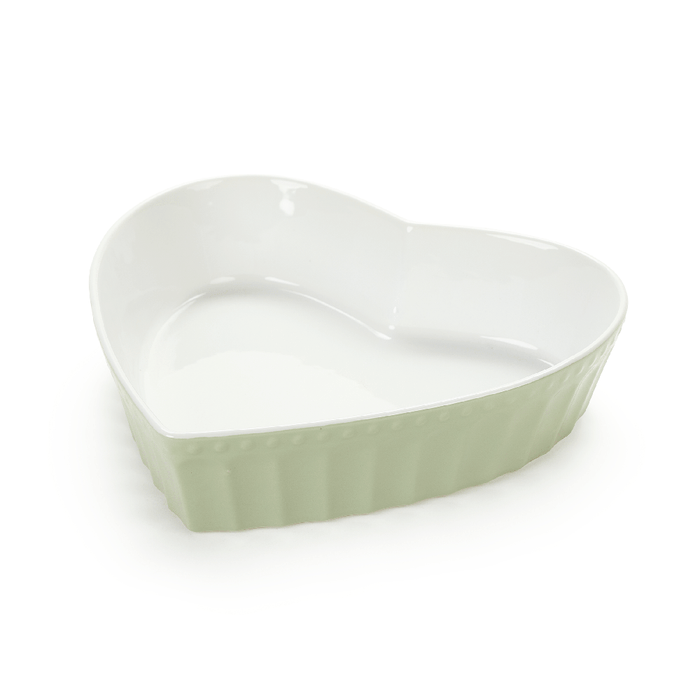 Pirofila a cuore in ceramica new bone Verde- 25x24x6 cm - Nuvole di Stoffa