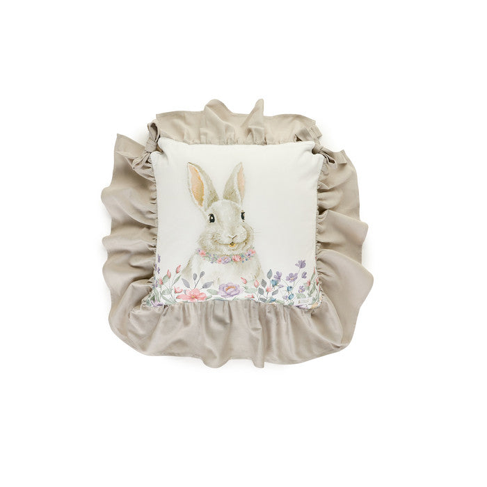Cuscino per sedia in cotone con balza motivo pasquale 40x40+15 cm - Bunny - Arredo Casa da Sogno