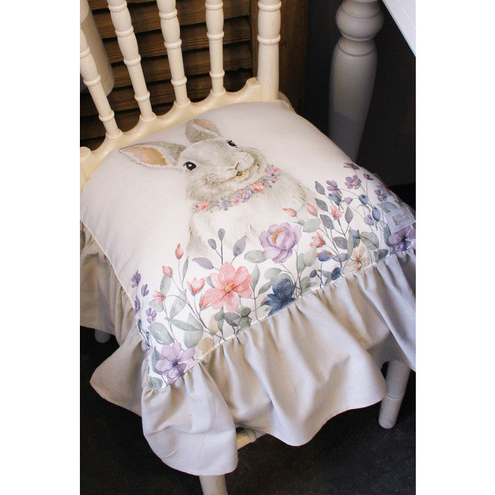 Cuscino per sedia in cotone con balza motivo pasquale 40x40+15 cm - Bunny - Arredo Casa da Sogno