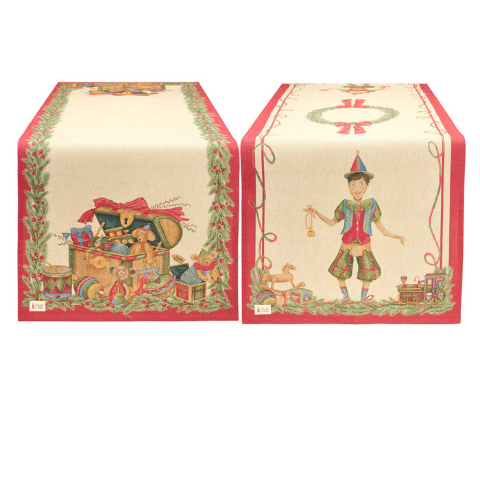 Runner Natalizio Vintage Toys 100% Cotone – Nuvole di Stoffa