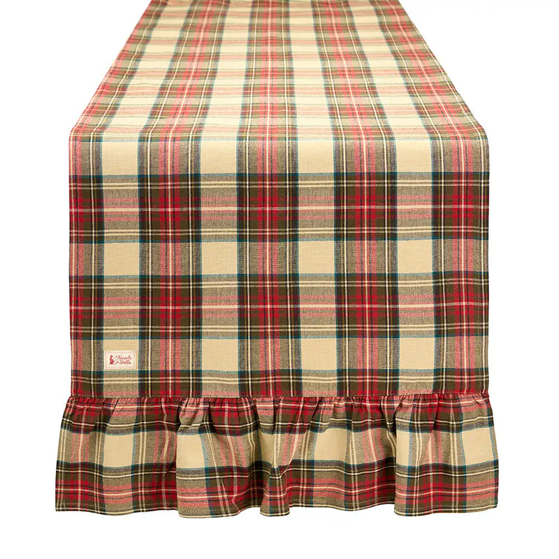 Runner Natalizio Tartan con Balza in Cotone 50×180 cm – Nuvole di Stoffa