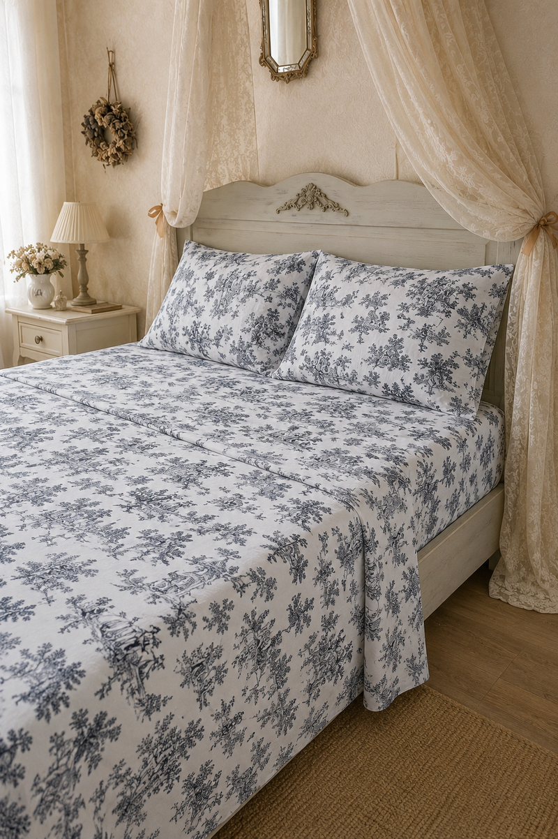 COMPLETE TOILE DE JOUY BLUE SHEETS