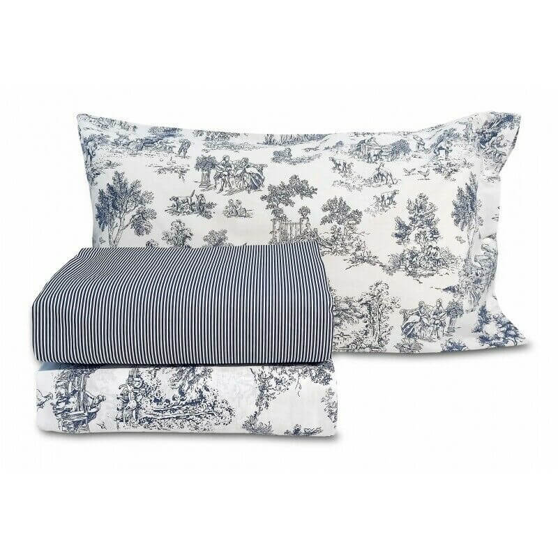 COMPLETE TOILE DE JOUY BLUE SHEETS