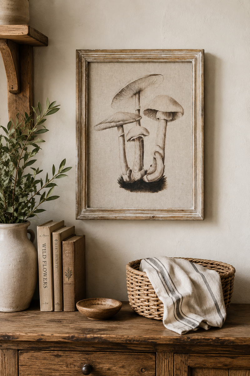Quadro autunnale motivo Funghi - Chic Antique