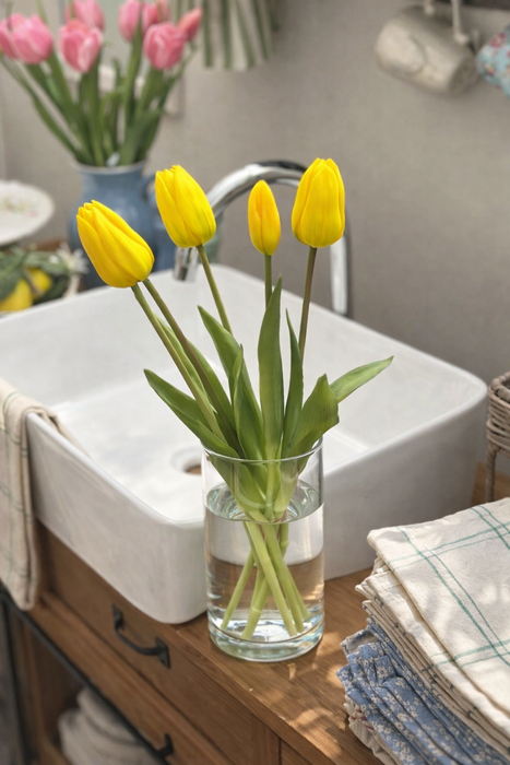 Bouquet 5 Tulipani olis Giallo H 40 cm