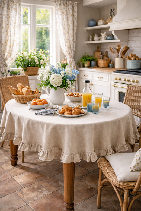 Tovaglia tonda con gala Blanc Maricló